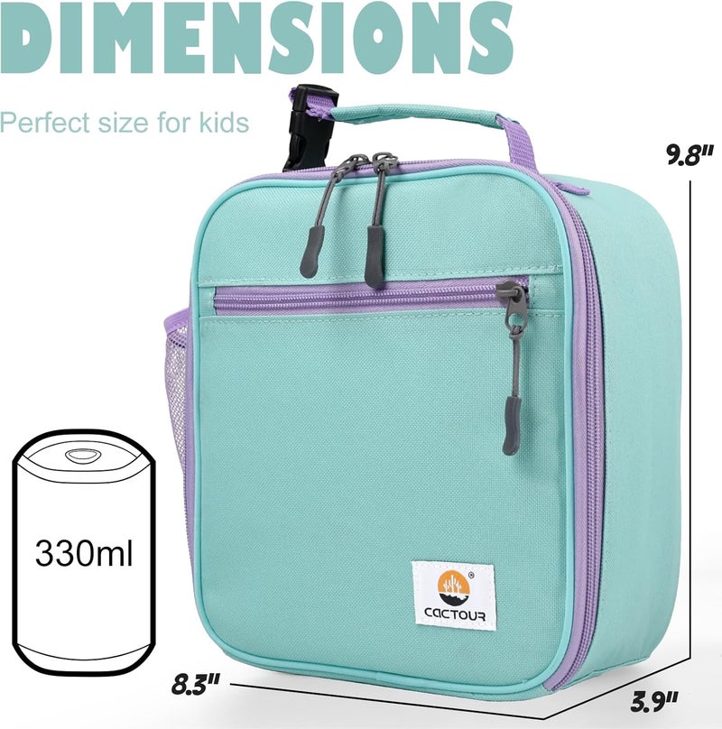 CaCTOUR Lunch Box Kids,Premium Insulated Lunch Bag for Girls Boys,Soft Bag Mini Cooler Back to School Thermal Reusable Lunch Bag for Work School Picnic (Light Green) - Image 3
